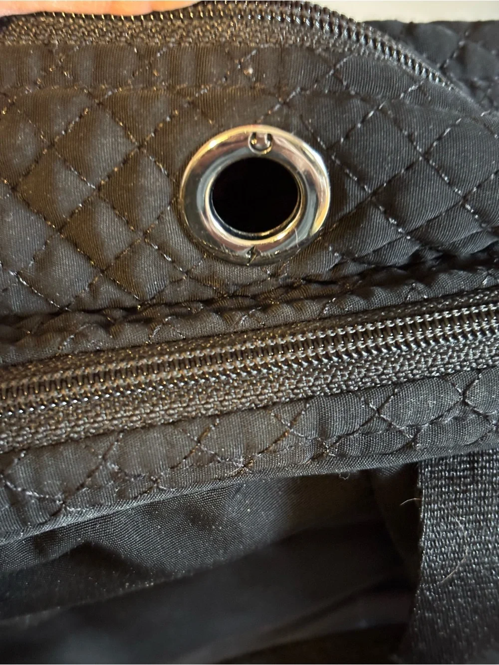 Vera Bradley Womens Iconic Campus Black Quilted Adjustable Strap Zipper Backpack